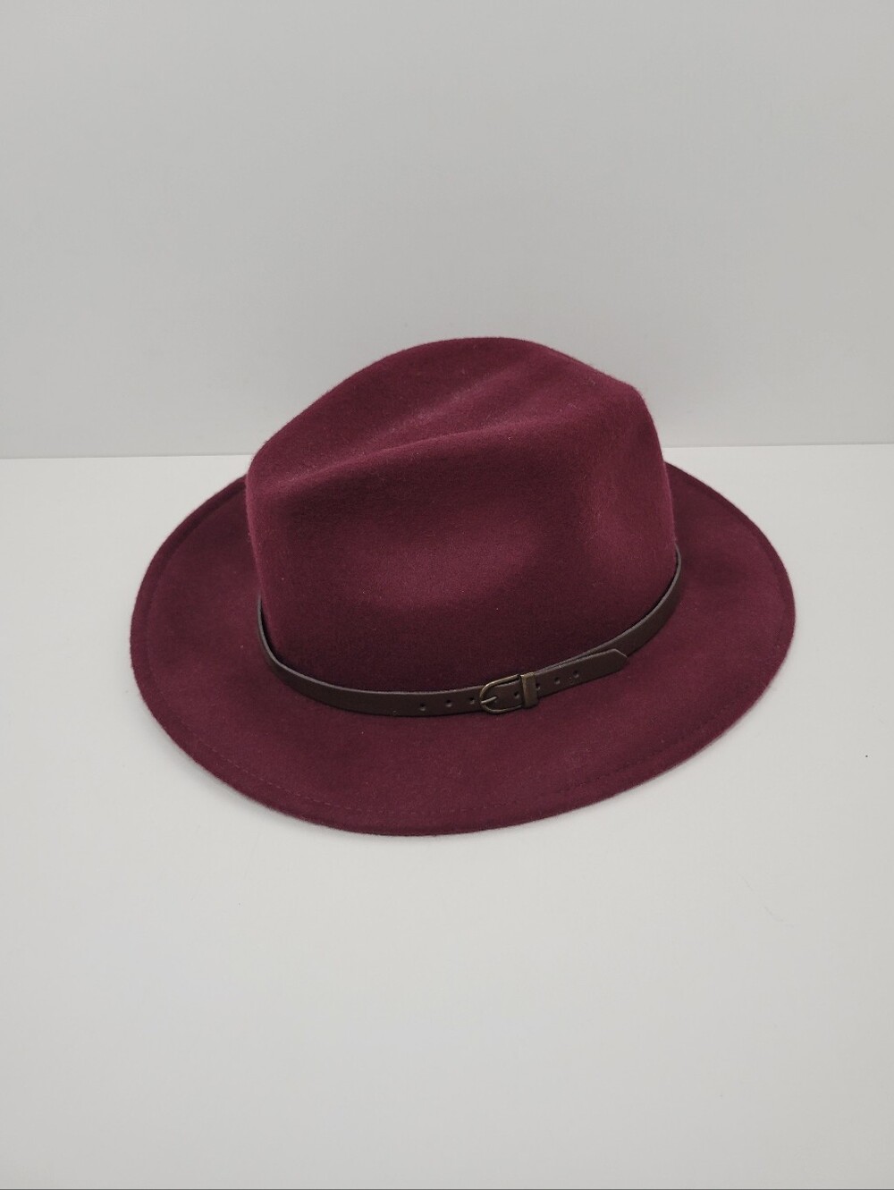 Gelso Bianco Red Maroon Burgundy 100% Wool with Leather Trim Men's Hat Italy